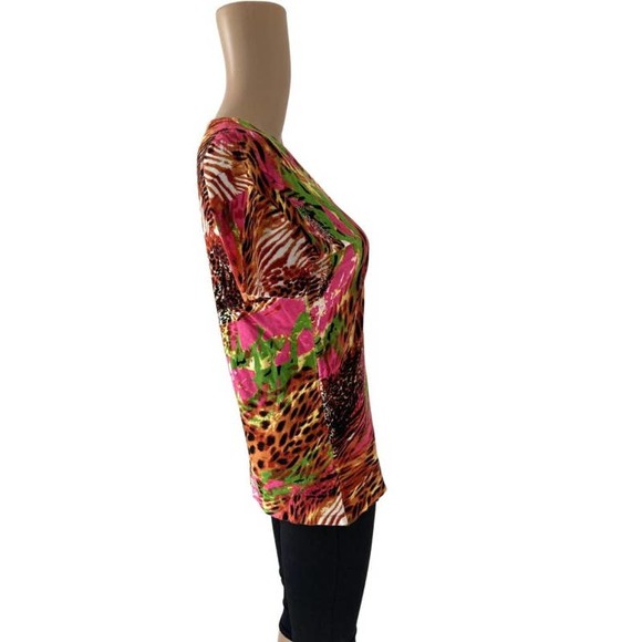 Quacker Factory Leopard and Pink Print Size XXS Top NWT - Picture 2 of 7